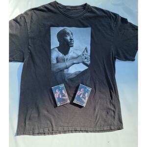 2PAC All Eyez On Me Cassette Tapes 1996 Numbers 1 & 2 Death Row Rare & T-Shirt
